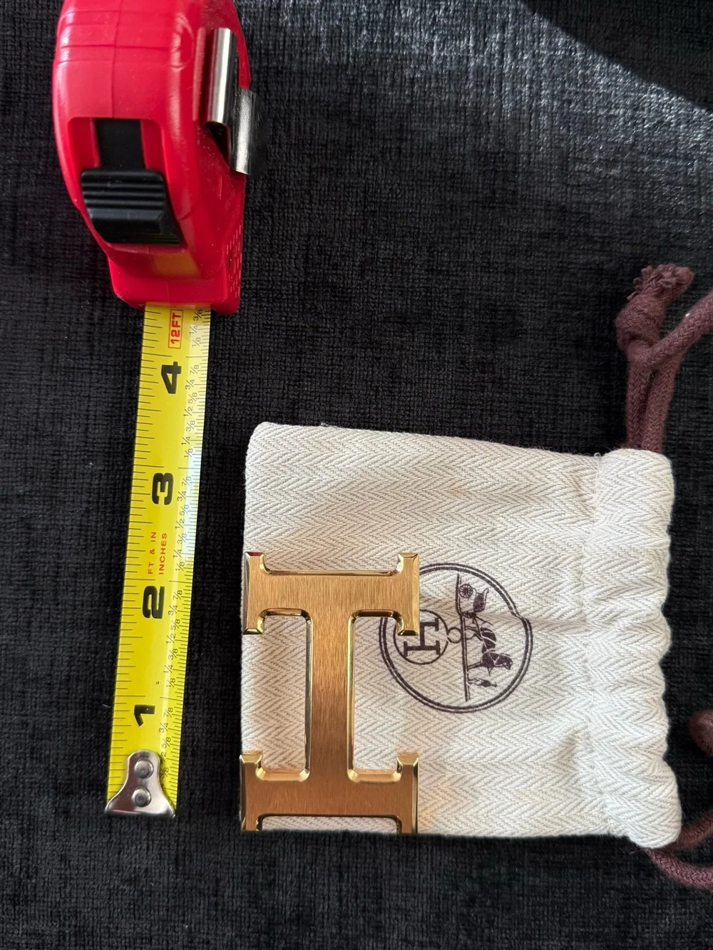 Hermes Gold H Belt Buckle on Branded Pouch